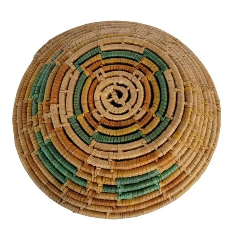 Handwoven Wicker Wall Basket Small Round Tray Boho Natural Home Decor